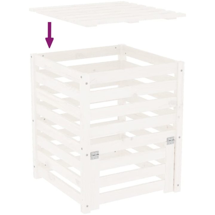 Kompostlåda vit massiv furu vidaXL 63.5 x 63.5 x 77.5 cm – bild 8