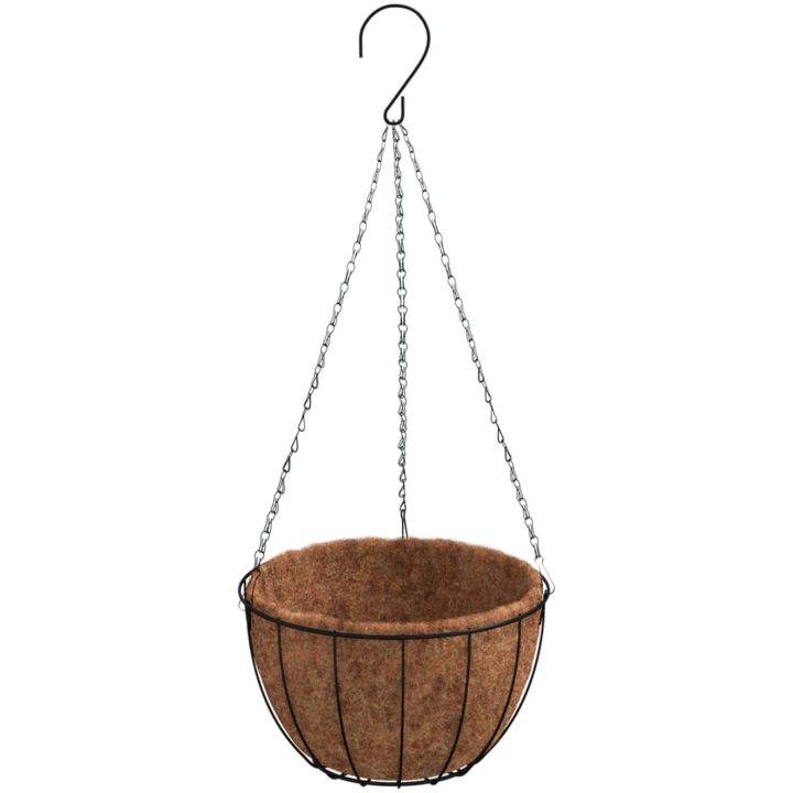 Konsoler med hängande planteringskorgar 4 st svart stål vidaXL ⌀35 x 52 cm – bild 4