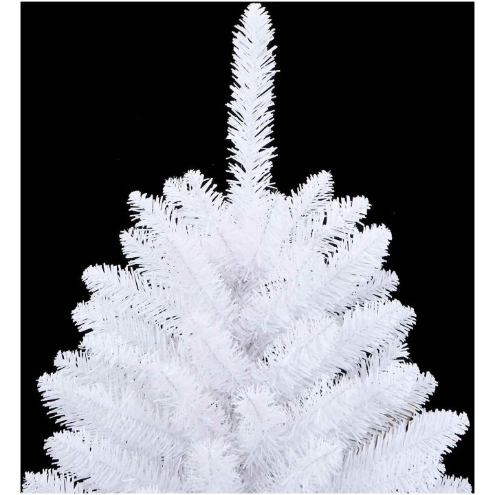 Konstgjord julgran med 150 LED-lampor Vit PVC och metall vidaXL 120 cm – bild 6
