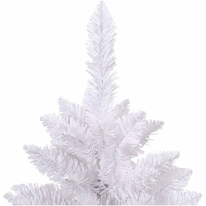 Konstgjord julgran med 300 LED-lampor Vit PVC och metall vidaXL 180 cm – bild 6