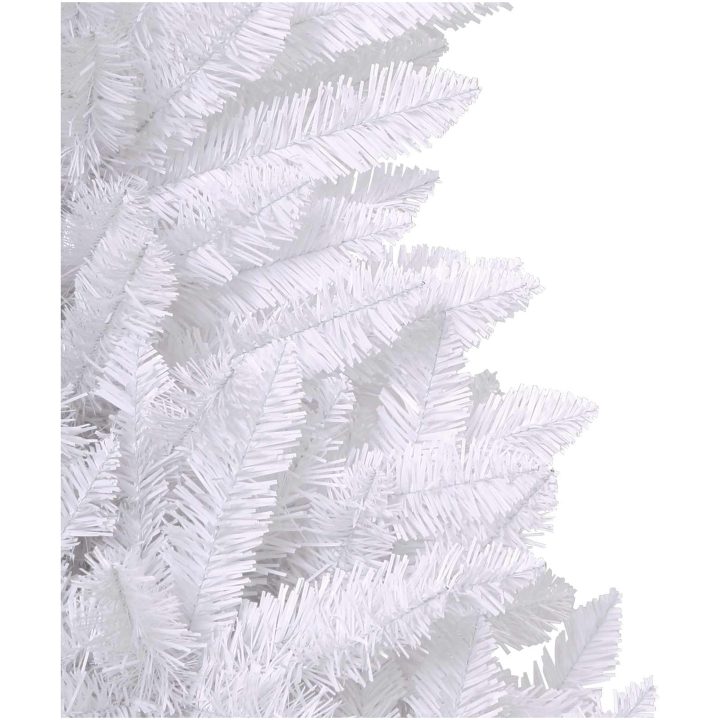 Konstgjord julgran med 300 LED-lampor Vit PVC och metall vidaXL 180 cm – bild 8