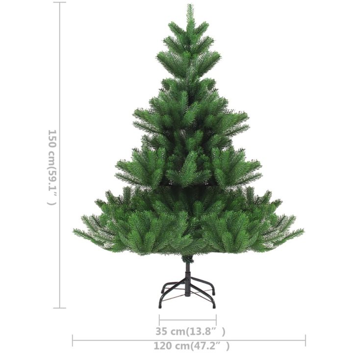 Konstgjord nordmannsgran med LED och julgranskulor grön 150 cm vidaXL 150 x 120 cm – bild 12