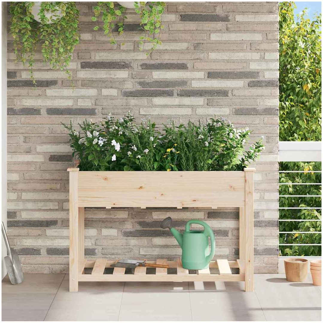 Köpplanterare med hylla 115x59x76 cm Solid träfuru vidaXL 115 x 59 x 76,5 cm