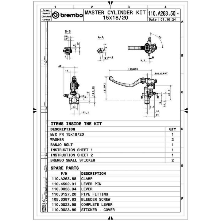 Kopplingshuvudcylinder 16RCS Radial Smidd Fjärrbehållare Naturanodiserad BREMBO – bild 4
