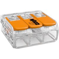 Kopplingsklämma Wago 221, 3-pol, 4 mm², 50 st/förp. MALMBERGS