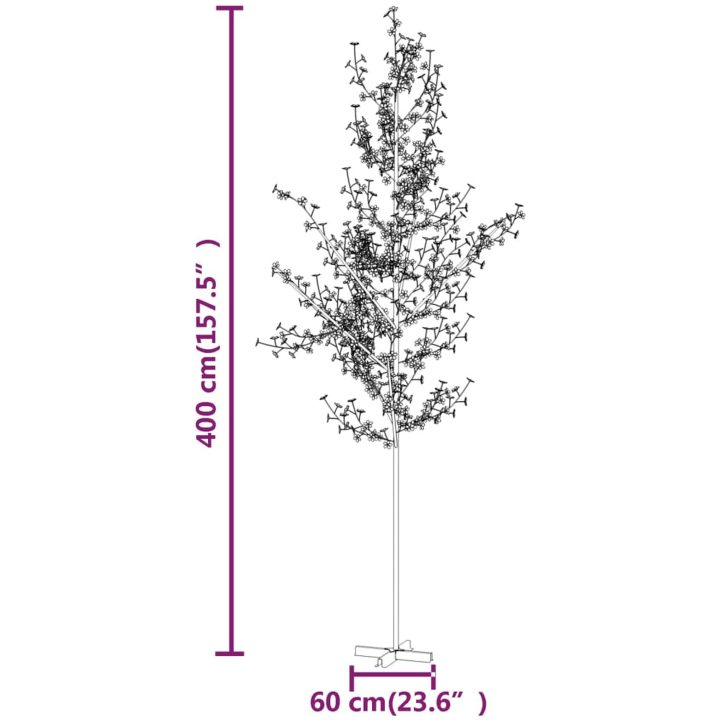 Körsbärsträd med LED varmvit 672 lysdioder vidaXL 400 cm – bild 8
