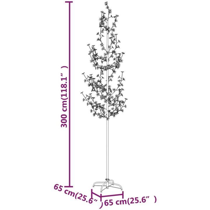 Körsbärsträd med LED varmvita 368 lysdioder vidaXL 300 cm – bild 8