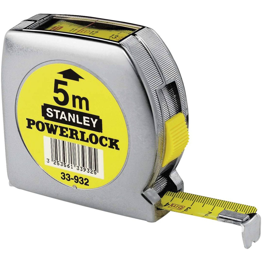 Kort måttband av stål med toppavläsning Powerlock STANLEY MÅTTBAND 5M TOPPAVLÄS.0-33-932