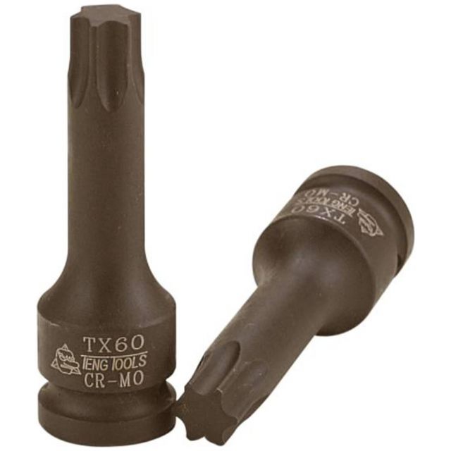 Krafthylsbits för TX-spår med 1/2tum fyrkantsfäste Teng Tools 921207TX-C / 921270TX-C