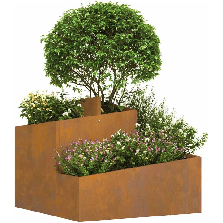 Krukor & Planter Corten Steel Mellanstor Hållbar Metallkruka vidaXL 60 x 60 x 50 cm – bild 3