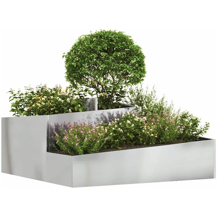 Krukor & Planter Galvaniserad Galvaniserad Metall Medium till Stor vidaXL 100 x 100 x 50 cm – bild 3