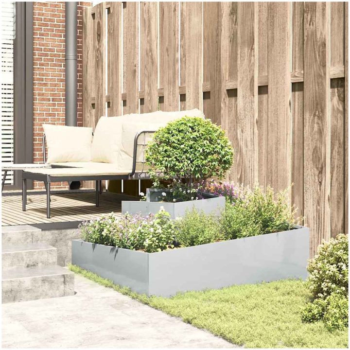Krukor & Planter Galvaniserad Galvaniserad Metall Medium till Stor vidaXL 100 x 100 x 50 cm – bild 4