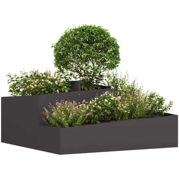 Krukor & Planter Svart Metall Stor Dekorativa Inläggningar vidaXL 100 x 100 x 50 cm – bild 3