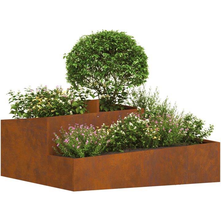 Krukor & Planterare Cortenstål Stor Hållbar Metallkruka vidaXL 100 x 100 x 50 cm – bild 3