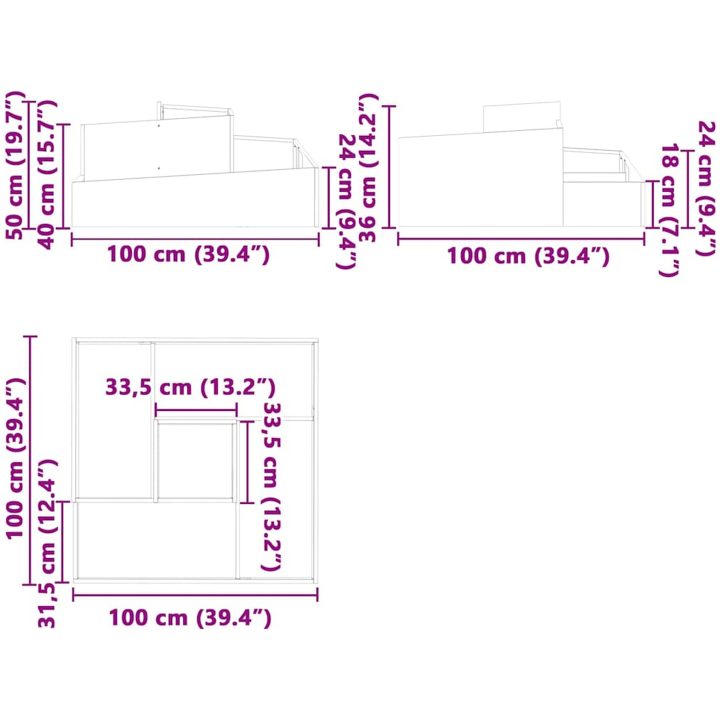 Krukor & Planterare Vit Plast Medium Dekorativa Inläggningar vidaXL 100 x 100 x 50 cm – bild 12