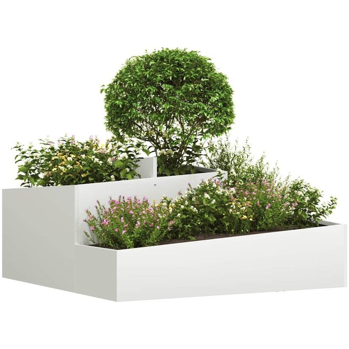 Krukor & Planterare Vit Plast Medium Dekorativa Inläggningar vidaXL 100 x 100 x 50 cm – bild 3