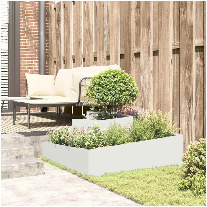 Krukor & Planterare Vit Plast Medium Dekorativa Inläggningar vidaXL 100 x 100 x 50 cm – bild 4