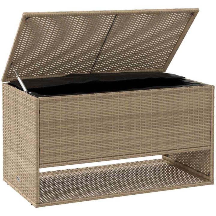 Kuddlåda för utomhusbruk beige 100x55x55,5 cm konstrotting vidaXL – bild 3
