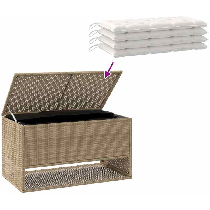 Kuddlåda för utomhusbruk beige 100x55x55,5 cm konstrotting vidaXL – bild 7