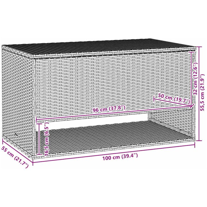 Kuddlåda för utomhusbruk beige 100x55x55,5 cm konstrotting vidaXL – bild 10