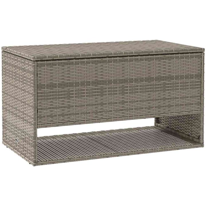 Kuddlåda för utomhusbruk grå 100x55x55,5 cm konstrotting vidaXL – bild 2