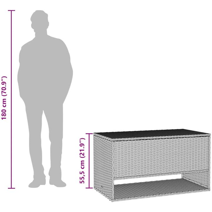 Kuddlåda för utomhusbruk grå 100x55x55,5 cm konstrotting vidaXL – bild 11