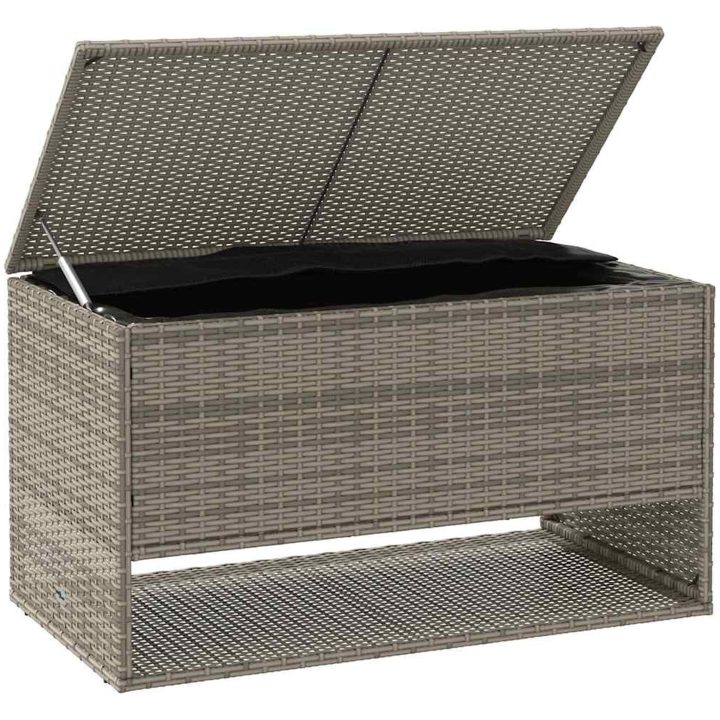 Kuddlåda för utomhusbruk grå 100x55x55,5 cm konstrotting vidaXL – bild 3