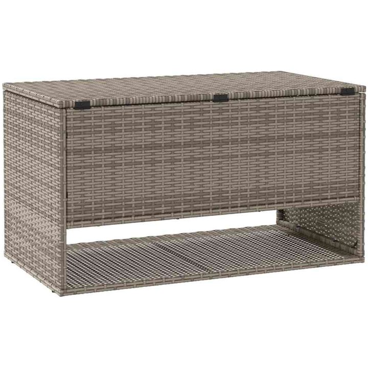 Kuddlåda för utomhusbruk grå 100x55x55,5 cm konstrotting vidaXL – bild 6