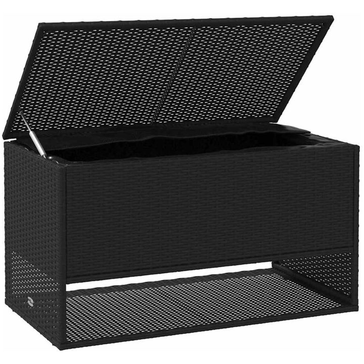 Kuddlåda för utomhusbruk svart 100x55x55,5 cm konstrotting vidaXL – bild 3
