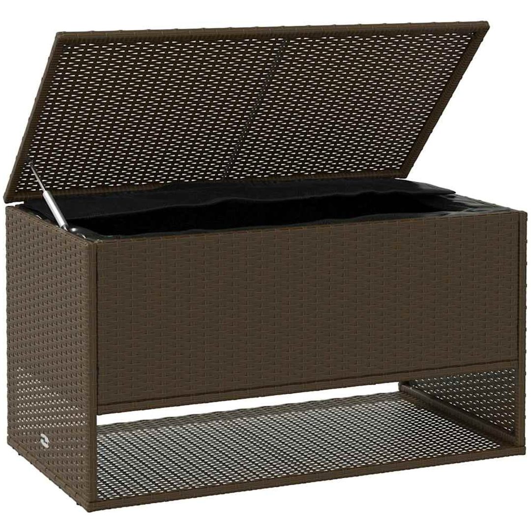 Kuddlåda utomhus brun 100x55x55,5 cm konstrotting vidaXL – bild 3