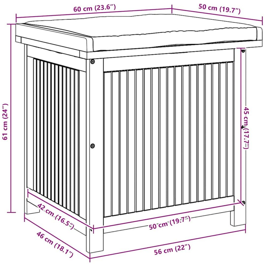 Kuddlåda utomhus massivt trä akacia vidaXL 60 x 50 x 61 cm – bild 12