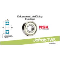 Kullager 6301-Z 37x12x12 Ståltätning ena sidan