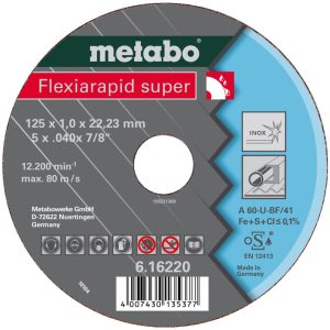 Kvalitetsklass A 36-U/A 46-U/A 60-U Flexiarapid Super Inox HydroResist METABO