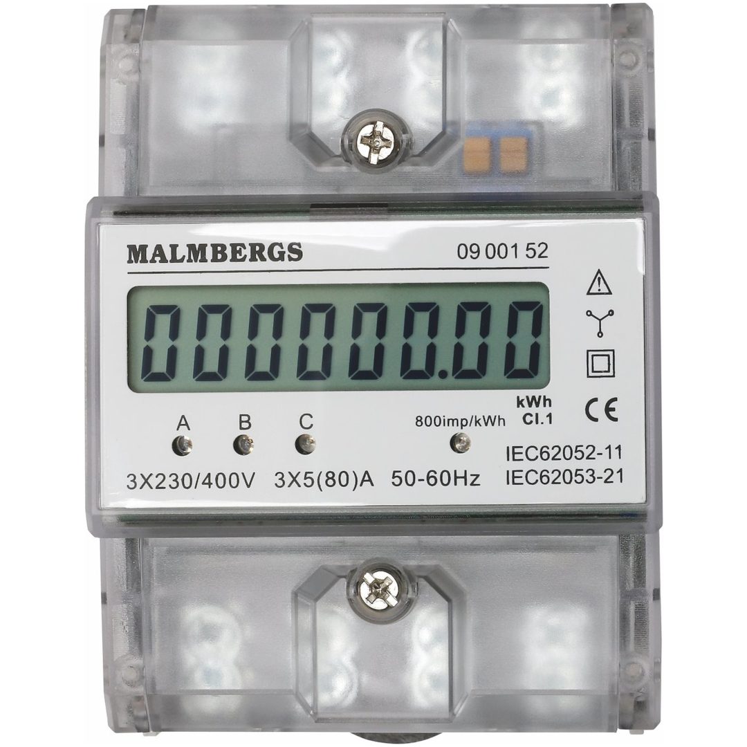 kWh-mätare, 3-fas, 63A MALMBERGS