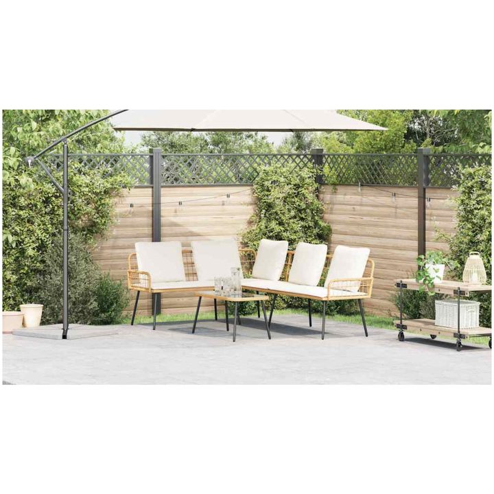 L-formad soffa Natural Poly Rattan vidaXL 231 x 173 x 78 cm – bild 4