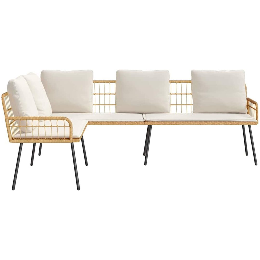 L-formad soffa Natural Poly Rattan vidaXL 231 x 173 x 78 cm – bild 7
