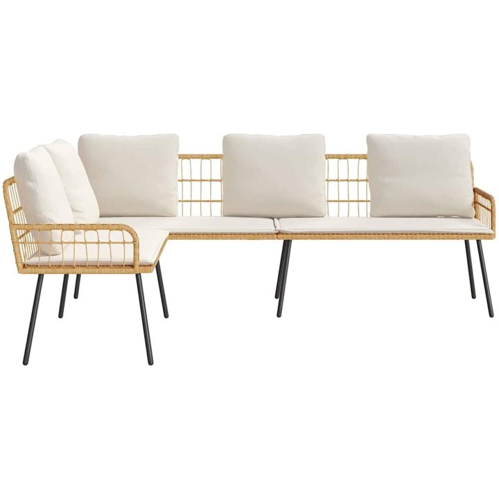 L-formad soffa Natural Poly Rattan vidaXL 231 x 173 x 78 cm – bild 7