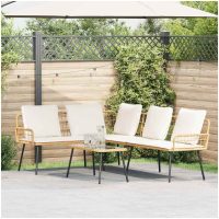 L-formad soffa Natural Poly Rattan vidaXL