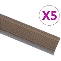 L-formade halkskydd för trapp 5 st aluminium 100 cm brun vidaXL