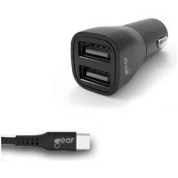 LADDARE 12-24V 2XUSB3.4A SVART USB-C 2.0 KABEL 1M