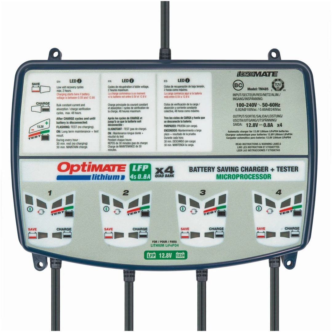 Laddare Optimate Lithium Lfp 4s 0.8a Quad Bank TECMATE CHRG OPT LITH 0.8A-4BANKS