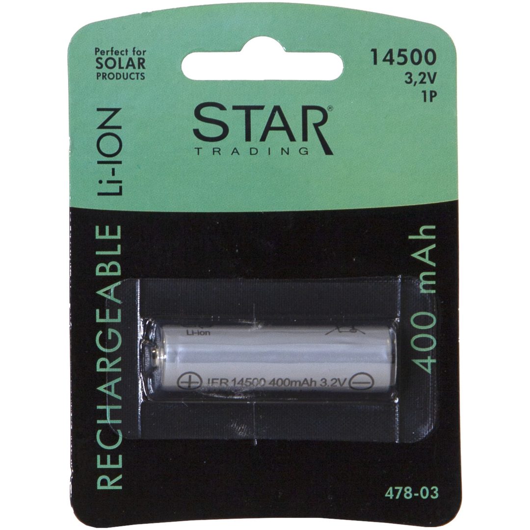 Laddbart batteri 14500 3,2V 400mAh Li-ion Silver Star Trading – bild 4