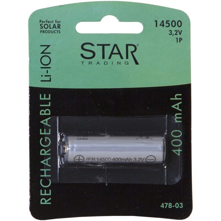 Laddbart batteri 14500 3,2V 400mAh Li-ion Silver Star Trading – bild 4
