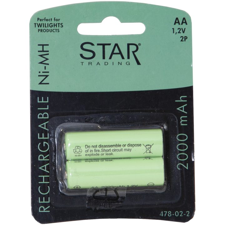 Laddbart batteri AA 1,2V 2000mAh Ni-MH Grön Star Trading – bild 4