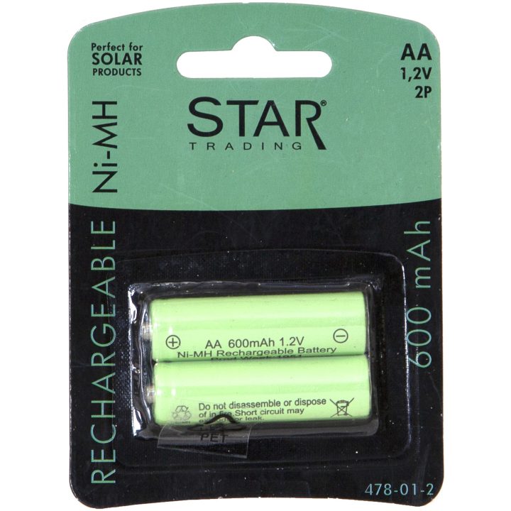 Laddbart batteri AA 1,2V 600mAh Ni-MH Grön Star Trading – bild 5