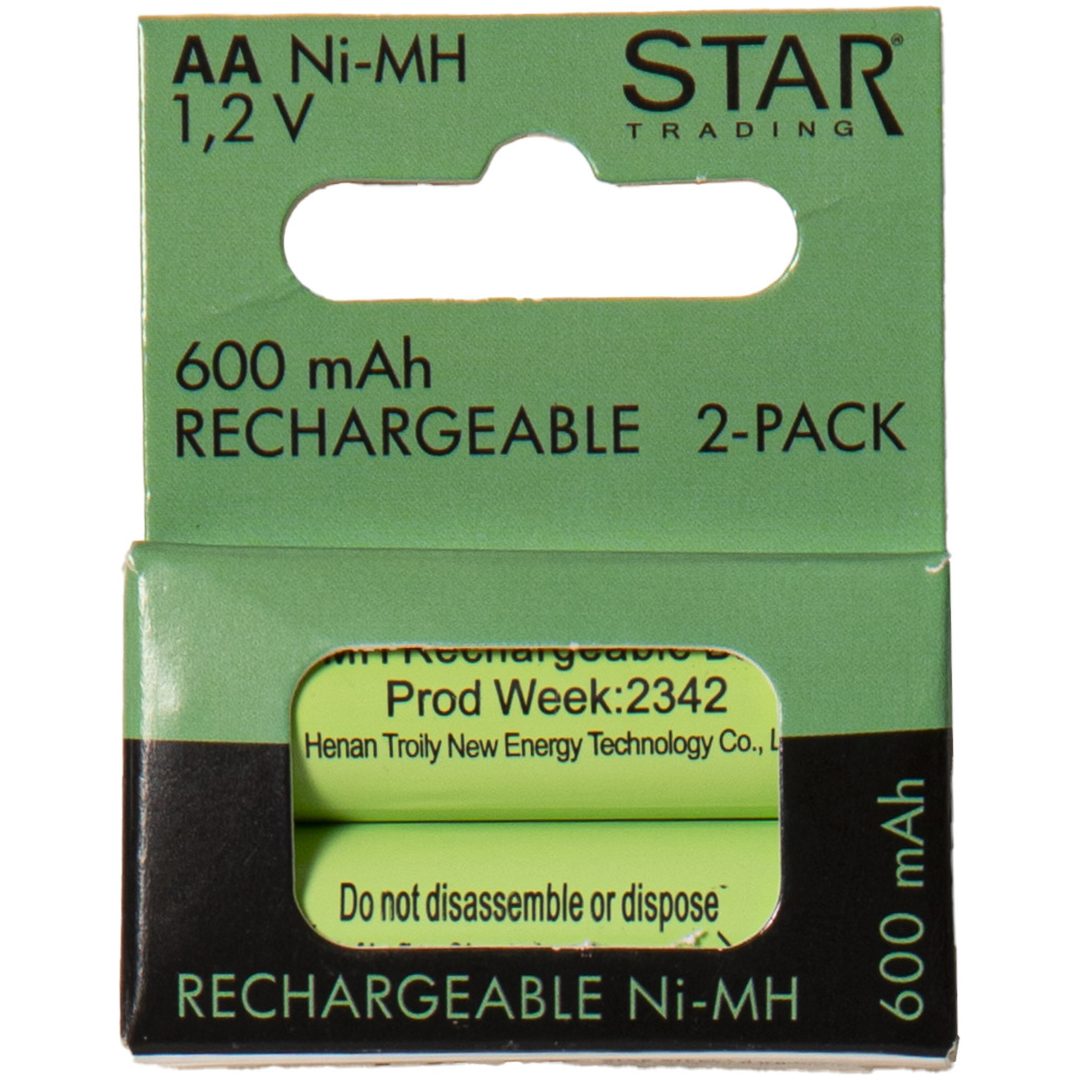 Laddbart batteri AA 1,2V 600mAh Ni-MH Grön Star Trading – bild 7