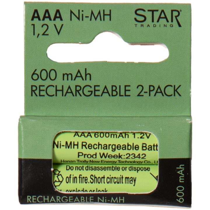 Laddbart batteri AAA 1,2V 600mAh Ni-MH Grön Star Trading – bild 8