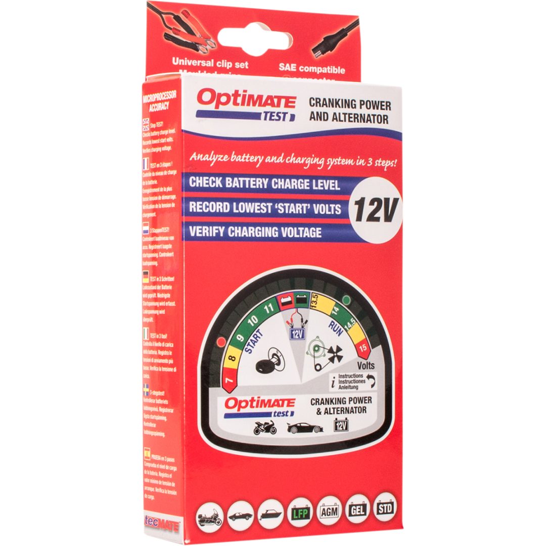 Laddningstestare Optimate Test Cranking & Alternator Svart/Vit TECMATE BATTERY TESTER – bild 2
