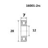 Lager B5 16001-2rs BLACK BEARING – miniatyr 2