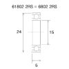 Lager B5 6802-2rs BLACK BEARING – miniatyr 2